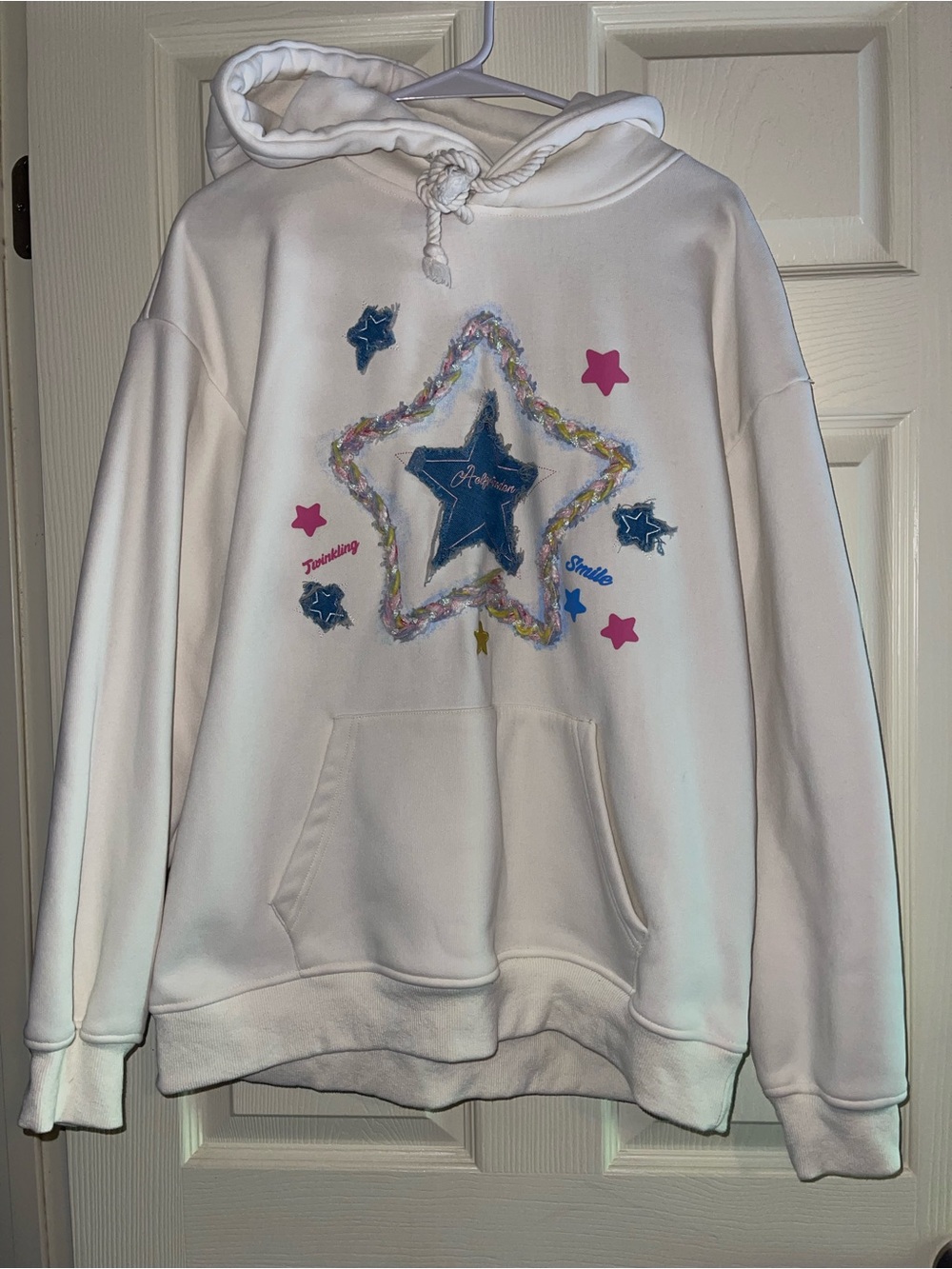 Aelfric Eden Cream Pullover Hoodie with Blue Logo Tag